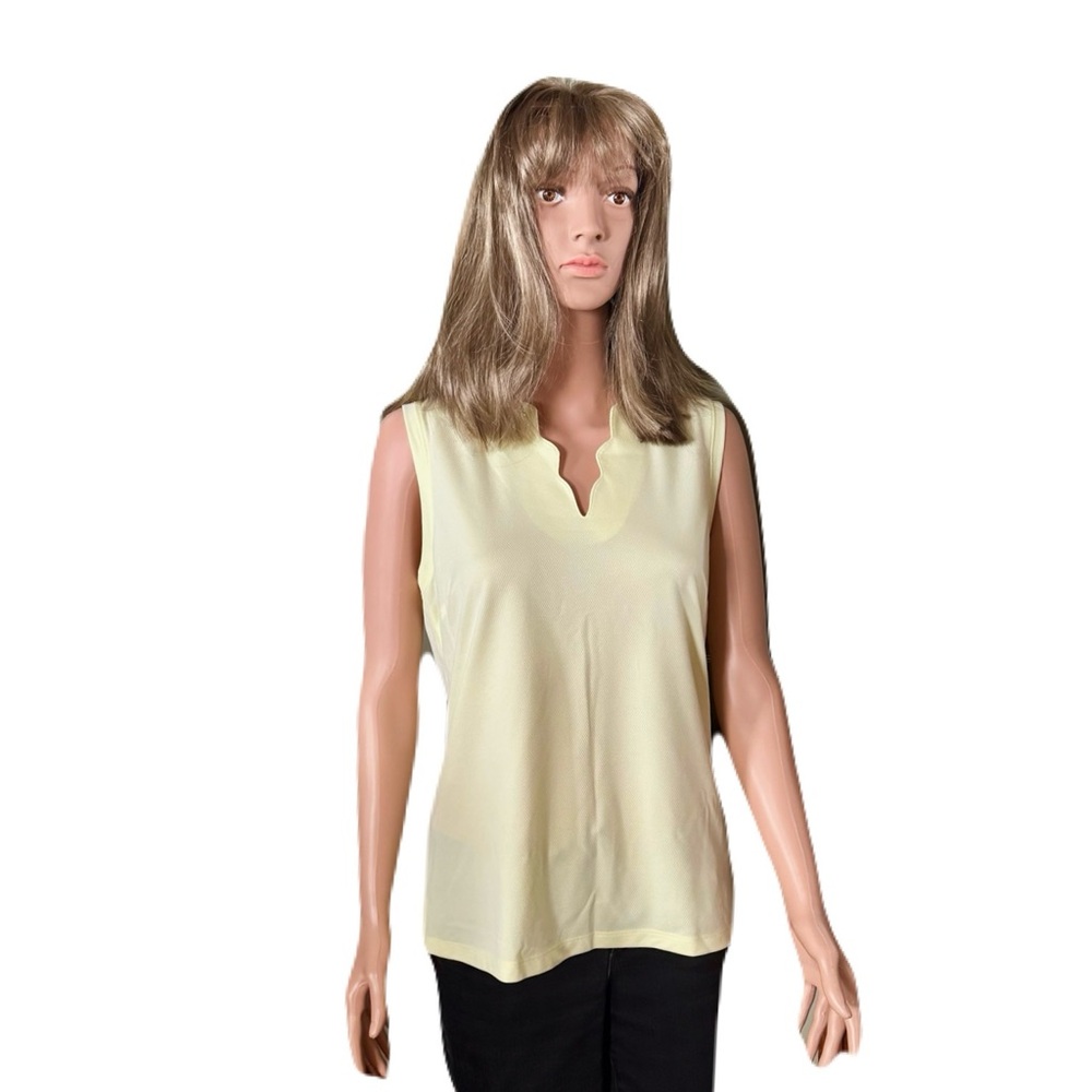 WALTER HAGEN Clubhouse Scallop Sleeveless Polo Shirt Women's M Lemon Sorbet